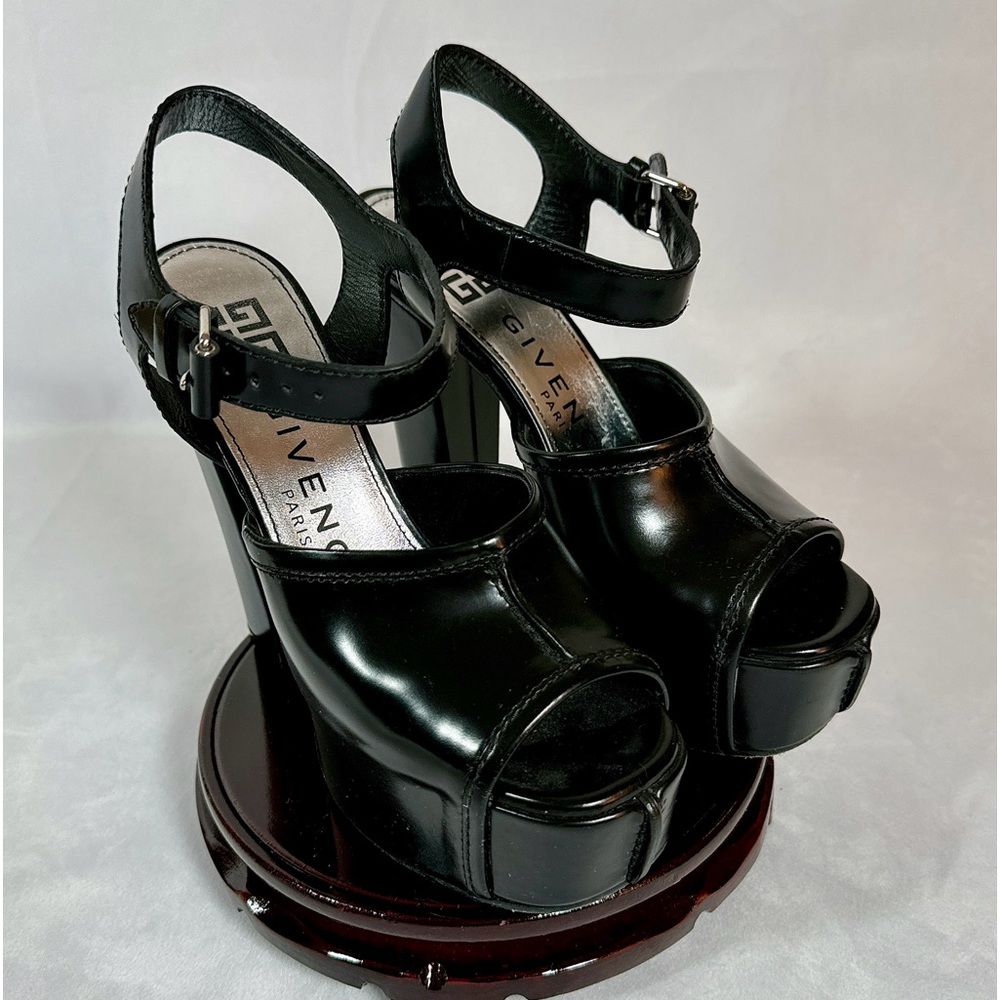 Givenchy Black Leather Platform Heels, Made in Italy, Shoe Size 37